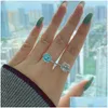 Anéis de casamento vintage elegante 925 SERLING SIER LUBLIOLY JOENS 9X9MM 5A Square Zirconia Designer Ring para Mulher Engagement Diamon DHD3Y