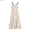 Urban Sexy Dresses Zach Ailsa 2024 Spring New Womens Retro Polka Dot Print Sexy Lace Fake Lace Two Piece Sling Dress Y240402