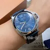 Luxury Designer Watches armbandsur Box Automatisk mekanisk klocka Mens Blue Precision Steel Waterproof PAM01313 Iris