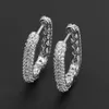 2023 Fijne sieraden Ovaal 14k 18K Gold vergulde diamant 925 Zilveren kubieke zirkoonveiligheidspennen Earring Huggie Hoop oorbellen voor vrouwen