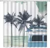 Zasłony prysznicowe Camping Bus Kurtyna retro palmowa deska surfingowa Summer Hawaje nadmorskie wakacje w łazience wystrój łazienki wanna poliester haczyki