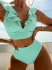 Swimwear féminin Riseado High Waist Bikini Swobsuit Ruffled 2023 Sexy One Piece Switsuit Womens Suit Summer Beach Suit New J240403