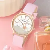 Armbandsur 2st Set Simple Women Watch Glasses Leather Heart Quartz Female Dress Clock Montre Femme