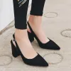 Stivali Meotina High Heels Women Pumps Kid Suede Scheda quadrata Slingbacks scarpe vera scarpe con punta in pelle Lady size 3442