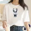 Amusant mignon souris imprimement femme coton tshirt dames rétro style dessin animé manche courte top street wear 240403