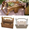 Furnishings Wooden Folding Table Portable Outdoor Beach Camping Storage Tea Wine Glass Garden Picnic Basket Furniture Desk Holder