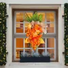 Декоративные цветы 2024 Творческая пасхальная тема Морковь с ногами на дерево Венок на открытый садовый симуляция для окна двери для окна дверей