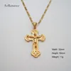 Hänge halsband gula guld pläterade 24 "figaro halsband Jesus korsa gud det hänger 55 mm 2,16 tum kristendom