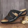 Slippers 2024 Femmes d'été Sandales de coin premium Orthopedic Open Toe Sandales Vintage Anti-Slip Leather Casual Female Plateforme Retro Chaussures J240402