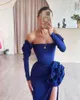 Party Dresses SoDigne Royal Blue Mermaid Evening Detachable Long Sleeves Side Split Celebrity Dress Formal Gowns