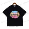 Руд T Rooms Designer Rhude Shirt Men Shorts Print White Black Multiple Street Cotton Fashion Youth Breshate и Wersatile Mens Tshirts 840