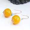 Pendientes colgantes de 12 mm Amarillo amarillo natural Turquesa Año de la acuicultura Aquacultura Regalos Fashion Fashion Día de Acción de Gracias Regalos Carnaval