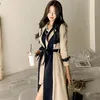 Vrouwen Trenchcoats SuperAen 2024 Herfst Koreaanse Stijl Pak Kraag Kleur Bijpassende Lace Up Taille Gewikkeld Mode Jas