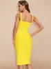 Beaukey 2023 Women Sexy Midi Bandage sukienka królewska niebieska spaghetti pasek bodycon klubowy impreza żółta sukienki vestidos maxi xl 240403