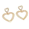 New jewelry geometric hollow heart-shaped chain large earrings for women's high-end feeling cool and indifferent style exaggerated earrings in Europe and America