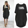 Casual Dres Women Losse Dres Karl Letter Print Plus Size Clothing Dr. F8AT#