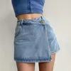 Robes sexy urbaines jupe en jean irrégulier pour femmes minces hauts à taille A jupe short mode vintage streetwear y2k vêtements femelle 2443