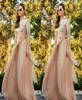 2020 Sparkly Blush Chiffon Bridesmaid Dresses Sexy Long Sleeve Sequins Floor Length Maid of Honor Dress Plus Size A Line Party Wea6002941