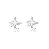 Orecchini a bottone Design unico alla moda Tre stelle per donna Ragazza Semplice e carino regalo di gioielli con stella a quattro punte