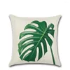 Cuscino foglia verde tropicale fresca ed elegante copertura di biancheria in lino lancio di auto decorazione per casa