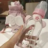 Vinglasglasögon Glasvattenflaska Cherry Blossom Mönster Japan Series Transparent Creative Fresh Sweet Girl Heart Portable Sports Outdoor Cup