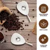 Tea Scoops Ceramic Coffee Bean Scoop With Stainless Spoon White Powder Dosing Bowl Set Beans Dose Tray Kitchen Tool