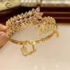 Bangle Copper Plating Gold Bracelet Ring Saudi Trendy For Bridal Leaves Design Cuff Arabic Luxury Jewelry