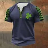 Summer T-shirt 3D Clover Digital Print Men's Casual Short Sleeved Sports T-shirt Top