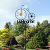 Garden Decorations Gradan Iron Sunflower Windmill Creative Welcome Stake Ornament Bicycle Wind Spinners Outdoor Yard Lawn Decor