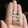 Brincos de berros bohemia videiras deixa jóias étnicas de cristal verde Planta de cor prata lvy elven gancho para mulheres