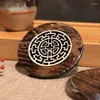 Tea Trays Japanese Solid Wood Teacup Mat Hollow Carving Flower Saucer Round Square Pot Bearing Set Household Small Tray