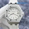 Athleisure AP Armband Uhr Royal Oak Offshore Serie 67540SK Womens Watch White Plaid Dial mit präzisen Stahl Original Diamanten 37mm Quarz Uhr