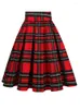 Skirts Retro School Women Summer High Waist Korean Pleated Plaid Printing Girls Y2K Harajuku Vintage Ladies 40s 50s Midi