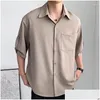 Мужские повседневные рубашки рубашка корейская модная легкая ветра летняя шелковая одежда Ropa для мужчин Drop Delive Dh01u