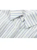 Women's Blouses Preppy Style Blue Striped Polo Neck Tops Daily Spring Summer Elegant Office Lady Casual Shirts Simple Classical Japanese