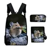 Backpack Youthful Mouse 3D Print 3pcs/Set Student Travel Bags Laptop Daypack Shoulder Bag Pencil Case