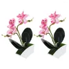 Decorative Flowers 2 Pcs Simulation Phalaenopsis Faux Potted Flower Fake Plant Bathroom Decorations Artificial Bonsai Plants Small