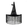 Beretti Cappello da stregone nero per Halloween Party Fringed Fringed Wizard Cosplay Costume Testaggio universale Carnivali universali
