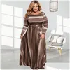 Robes de taille plus femme 5xl robe rayée imprimé élégant 2022 automne bandage bandage ceinture de fête robe de fête féminine concepteur de luxe livraison dhnjp