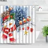 Shower Curtains 3D Year Christmas Set Cute Snowman Funny Santa Claus Xmas Ball Decor Bathroom Fabric With Hooks Bath Curtain