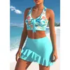 Dames badmode dames retro bikini strandpak zomer zwempak hoog taille tweedelig zwempak gestreepte bedrukte bloemenprint zwempak xs-8xl j240403