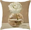 Pillow vaso de decoração tampa de flores brancas de linho de linho de linho