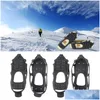 Hand Tools Accessories 1 Pair 24 Tooth Ice Gripper Spike For Shoes Outdoor Anti Slip Climbing Snow Spikes Crampons Cleats Chain Claws Dhwtm