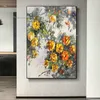 100% Hand Painted Large Abstract Oil Painting Yellow Flowers Canvas Painting Art Wall Decor Handmade Yellow Flower Leaf Paintings Modern Artwork No Frame