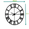 Wall Clocks 80cm Modern 3D Large Retro Black Iron Art Hollow Clock Roman Numerals Home Decor