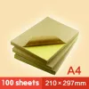 Carta a4 kraft sticker scrittura cartone color gejet tinting stampa autodesiva etichetta adesiva etichetta in pelle adesiva gialla carta 100 pezzi