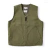 Men's Vests Winter Fall Fashion High Quality Solid Color V-neck Thicken Fleece Warm Vest Navy Style Khaki Wool Basical Waistcoats Male