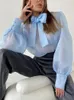 Tossy White Chiffon Top Shirts For Women Elegant Long Lantern Sleeve Mesh T-Shirt See-Through Blus Bow Sheer Ladies Shirts 240327