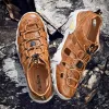 Sandálias Sandálias de couro genuíno sapatos de verão ao ar livre para homens 2021 Sapatos casuais respiráveis calçados para caminhada Sandalias Men Tamanho 47
