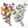 12шт многоцветные двойные крылышки 3D бабочка наклейки на стенах магнит магнит ПВХ вечеринка детская спальня декор холодильники холодильники